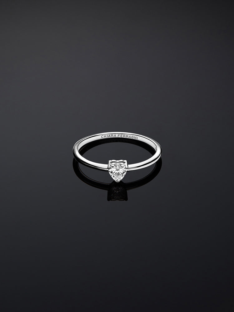 ANELLO DONNA SOLITARIO A CUORE IN ARGENTO CON CRISTALLO MIS 18 CHIARA FERRAGNI