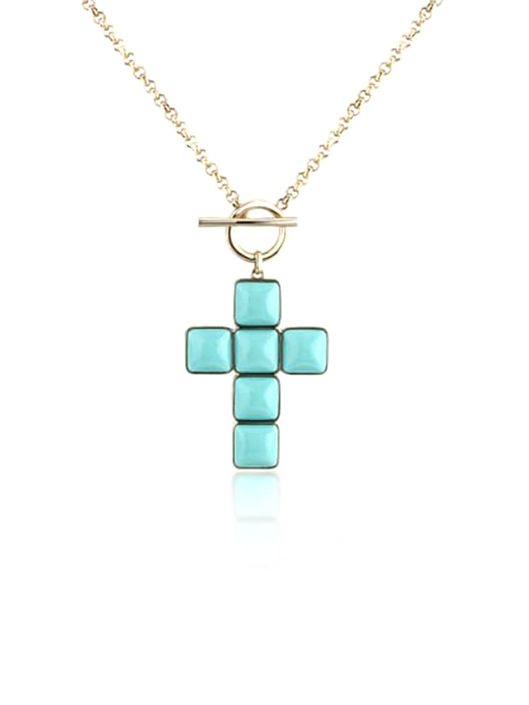 COLLANA DONNA IN ACCIAIO DORATO CON CROCE GRANDE PENDENTE TRURCHESE CHIARA FERRAGNI
