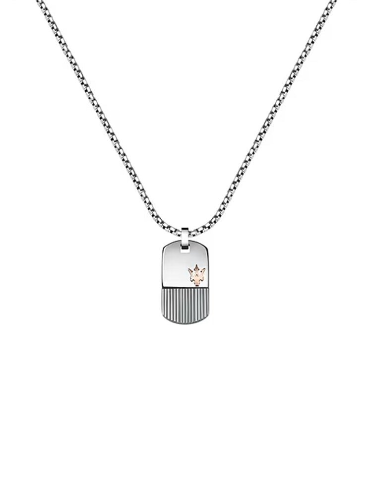 COLLANA UOMO IN ACCIAIO CON PIASTRINA PENDENTE MASERATI