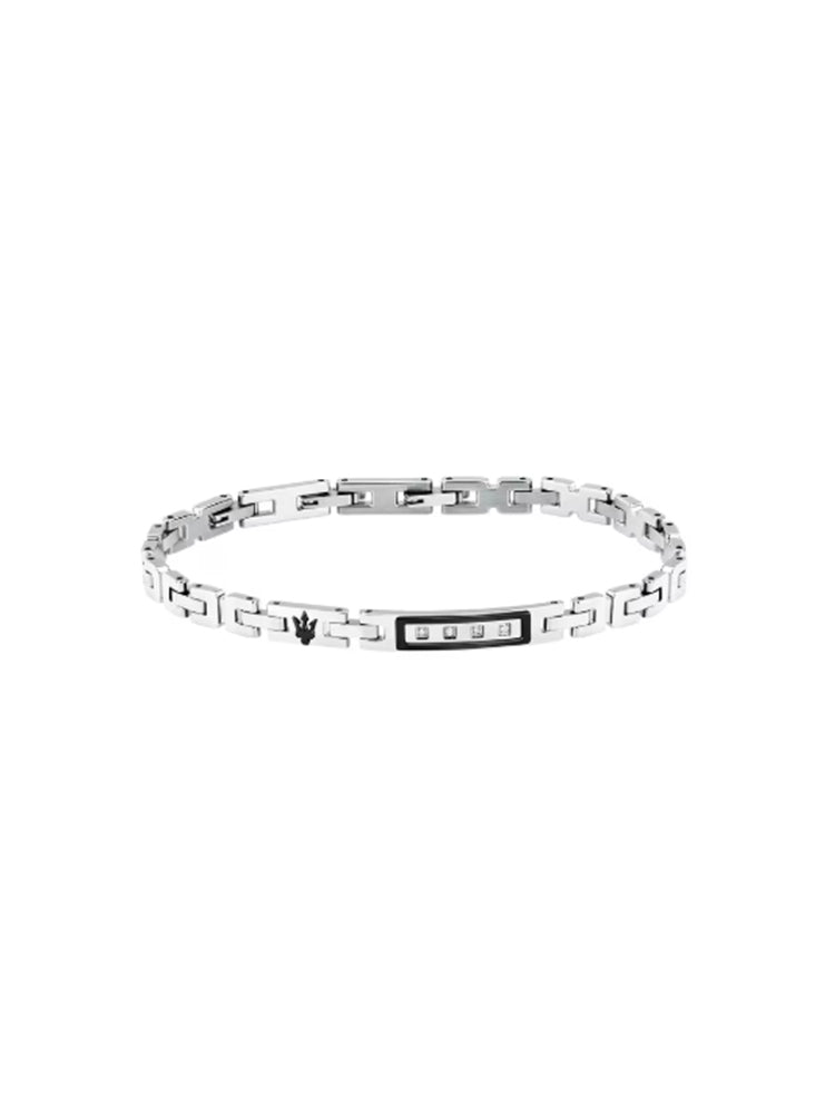 BRACCIALE UOMO IN ACCIAIO CON 3 DIAMANTI CENTRALI MASERATI