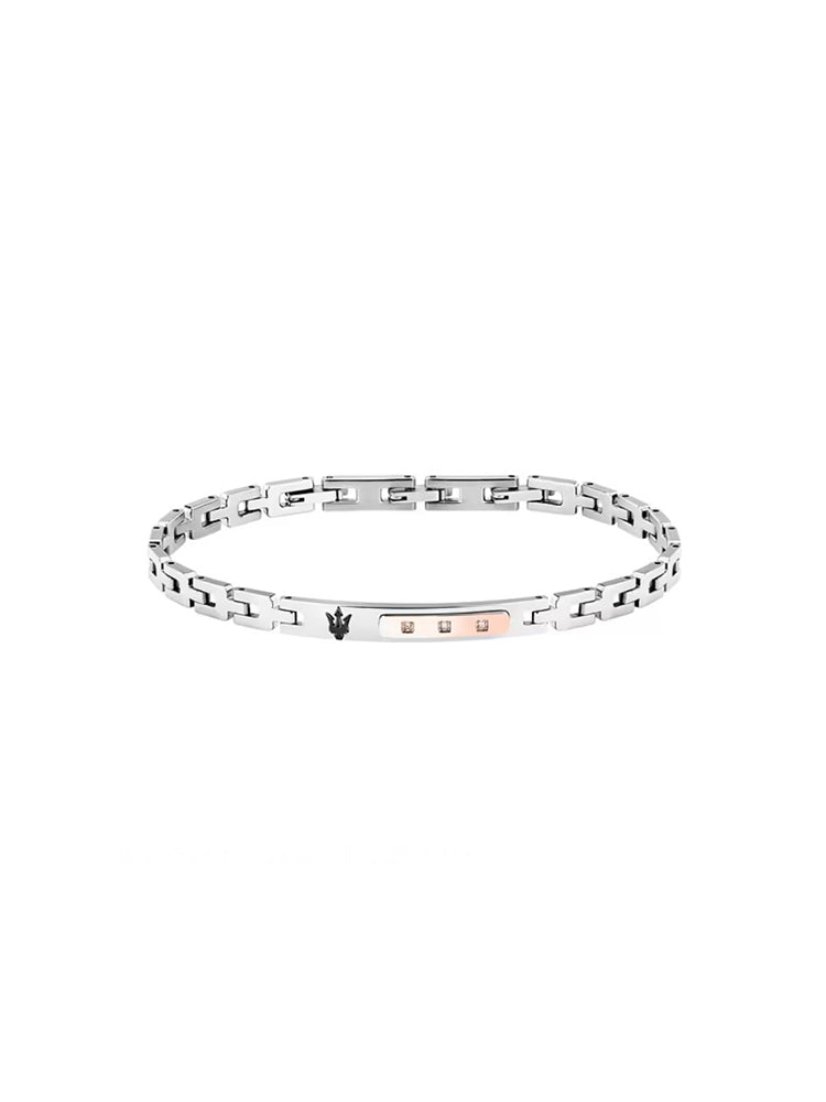 BRACCIALE UOMO IN ACCIAIO CON TRE DIAMANTI MASERATI