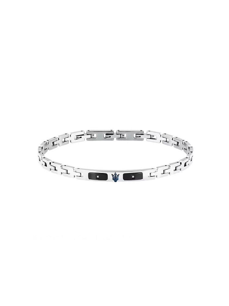BRACCIALE UOMO IN ACCIAIO CON DIAMANTI CENTRALI MASERATI