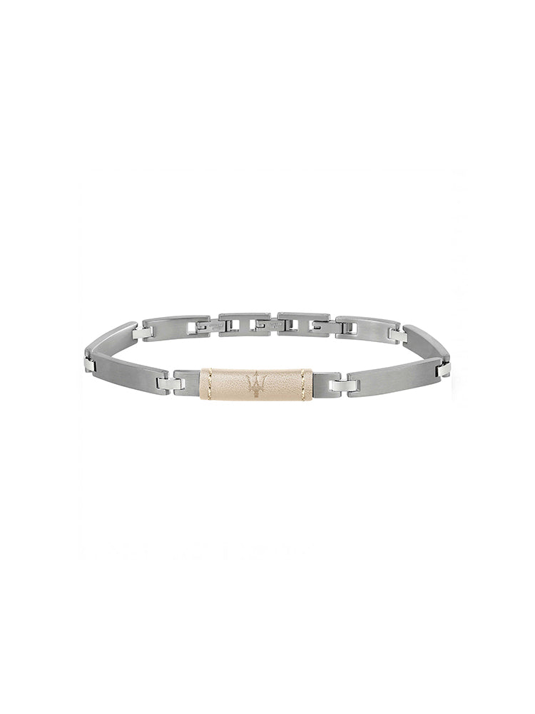 BRACCIALE UOMO IN ACCIAIO E TARGHETTA ORO ROSA MASERATI