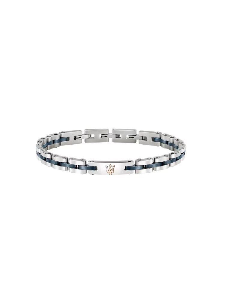 BRACCIALE UOMO IN ACCIAIO CON DETTAGLI BLU MASERATI