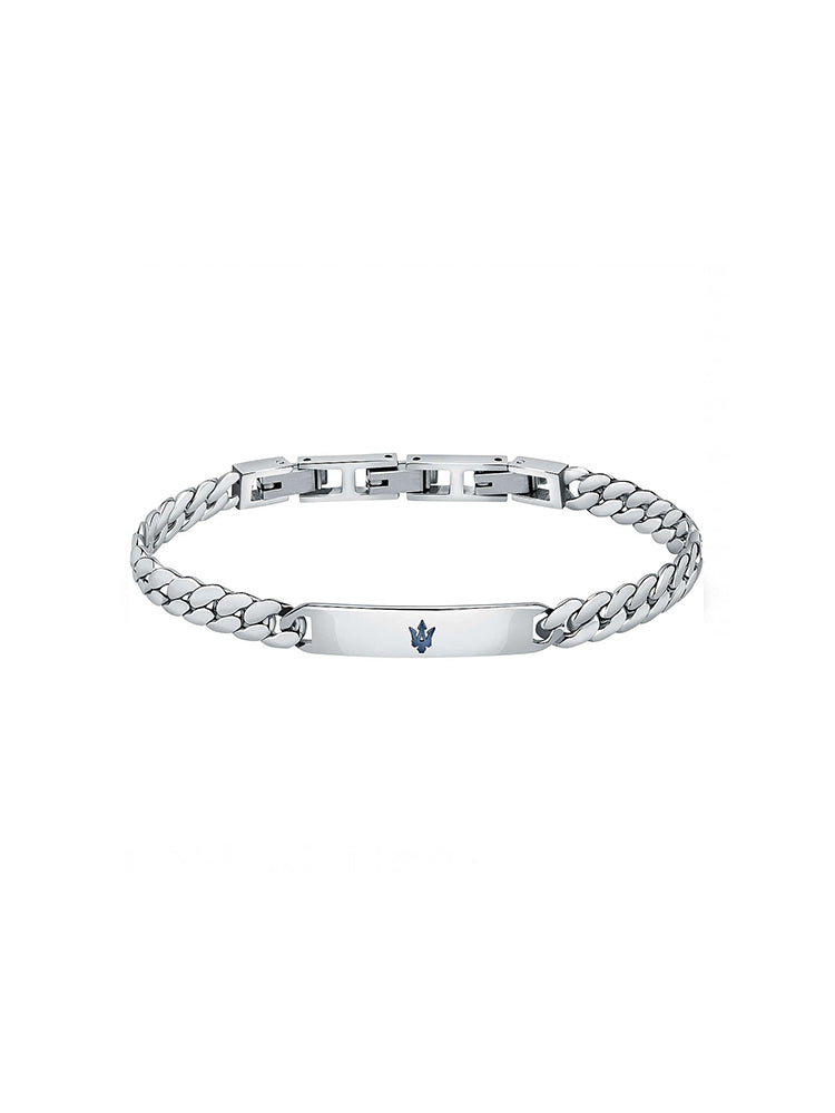 BRACCIALE UOMO JEWELS, IN ACCIAIO COLORE SILVER CON DETTAGLI DI COLORE BLU 22 CM MASERATI