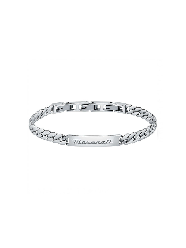 BRACCIALE UOMO JEWELS, CATENA IN ACCIAIO SILVER CON PLACCHETTA MASERATI