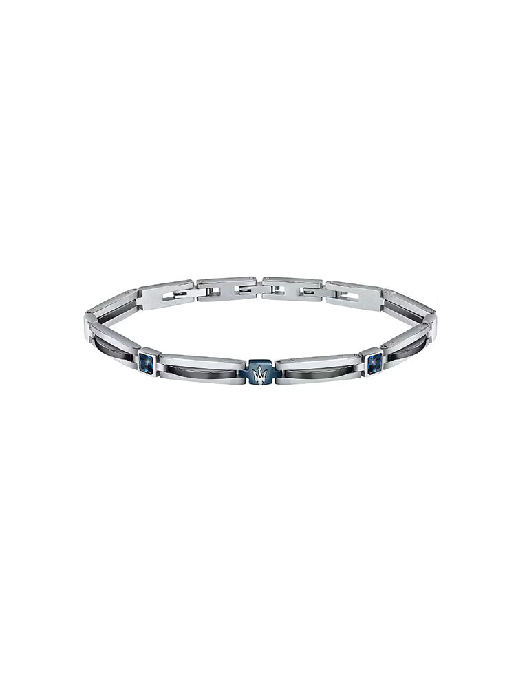 BRACCIALE UOMO IN ACCIAIO CON CERAMICA BLU MASERATI
