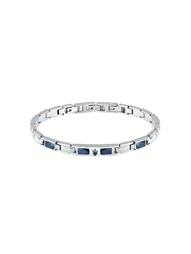 BRACCIALE UOMO IN ACCIAIO CON DETTAGLI IN CERAMICA BLU MASERATI