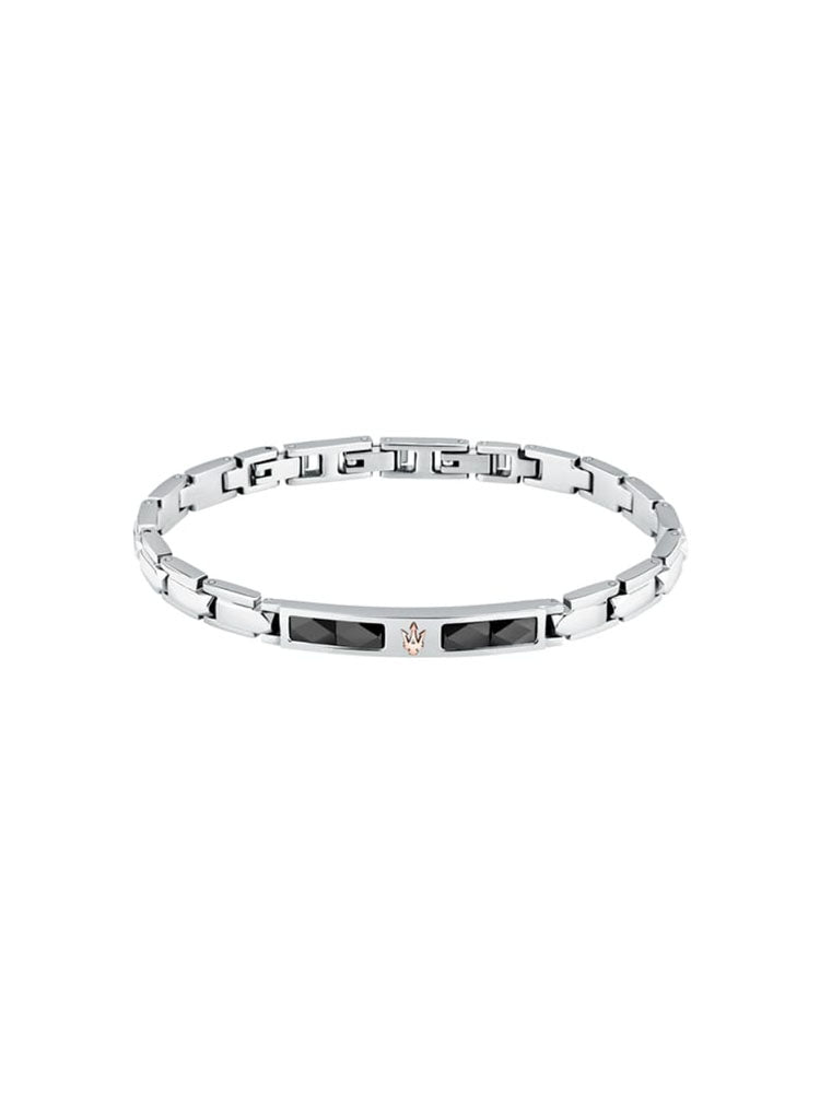 BRACCIALE UOMO IN ACCIAIO CON DETTAGLI IN CERAMICA NERA MASERATI