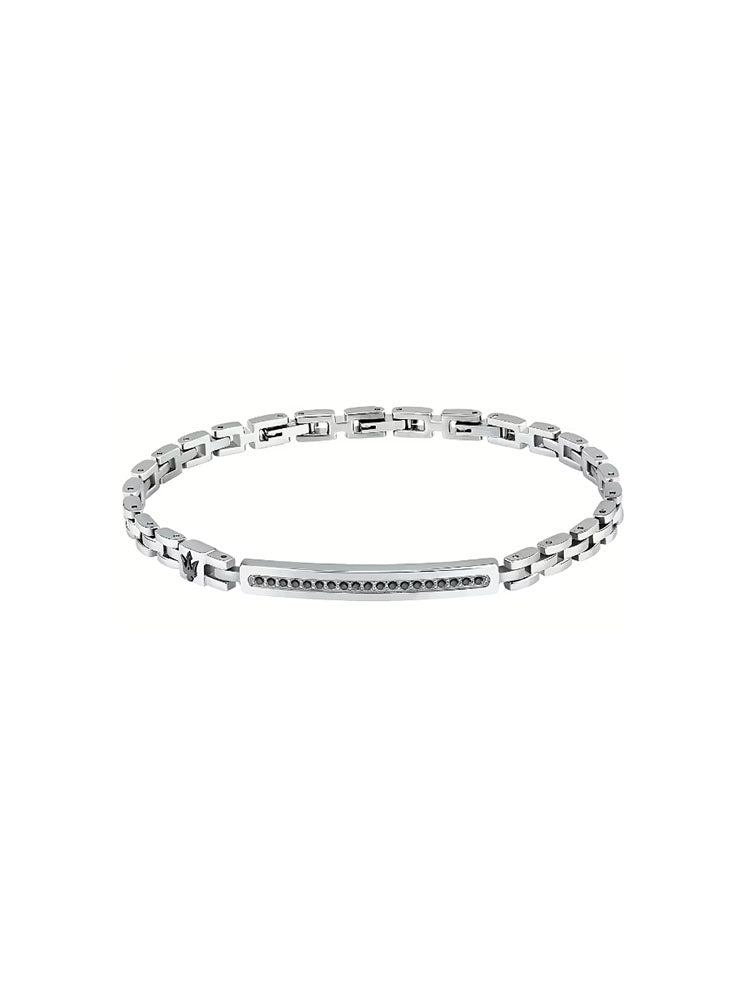 BRACCIALE UOMO ICONIC IN ACCIAIO CON ZIRCONI NERI MASERATI