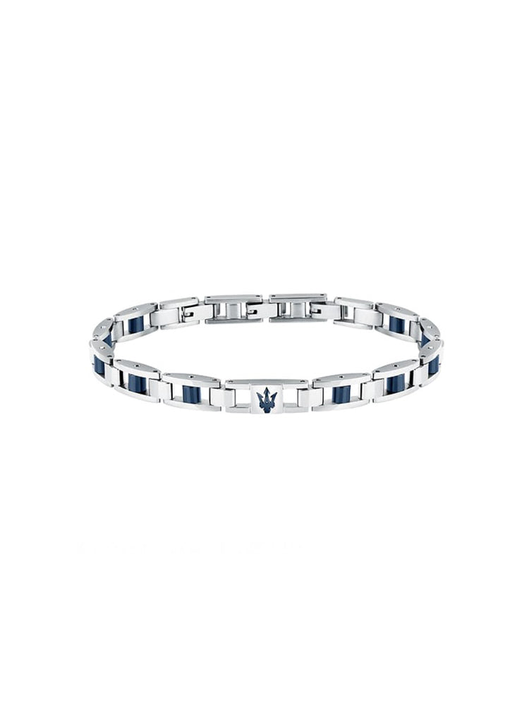 BRACCIALE UOMO IN ACCIAIO E CERAMICA BLU MASERATI