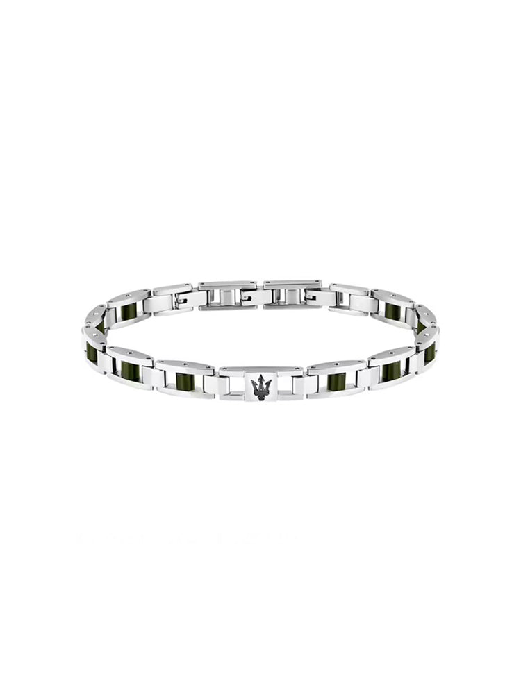 BRACCIALE UOMO IN ACCIAIO E CERAMICA VERDE MASERATI