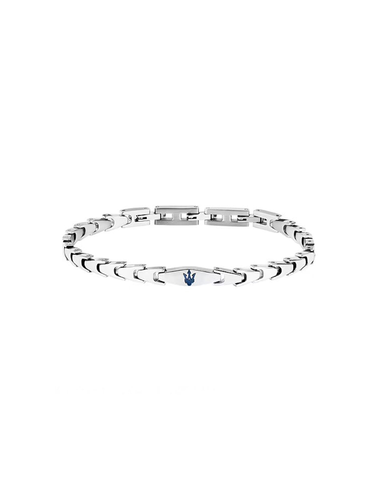 BRACCIALE UOMO ICONIC IN ACCIAIO CON LOGO BLU MASERATI