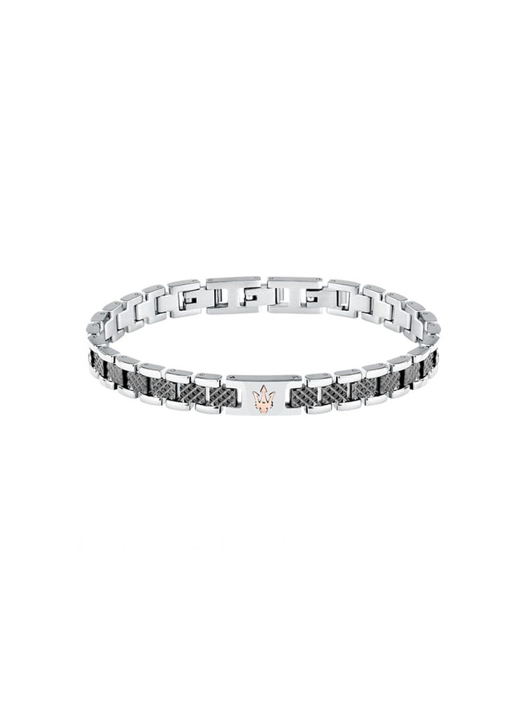 BRACCIALE UOMO IN ACCIAIO E ACCIAIO BRUNITO MASERATI