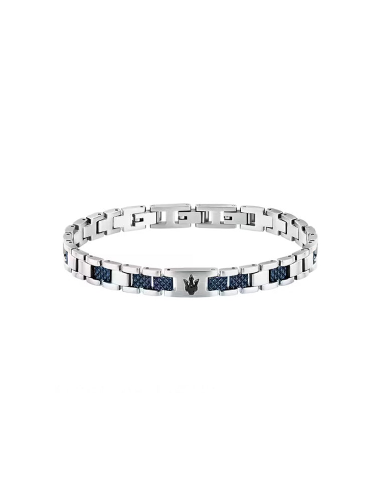 BRACCIALE UOMO IN ACCIAIO CON DETTAGLI BLU MASERATI