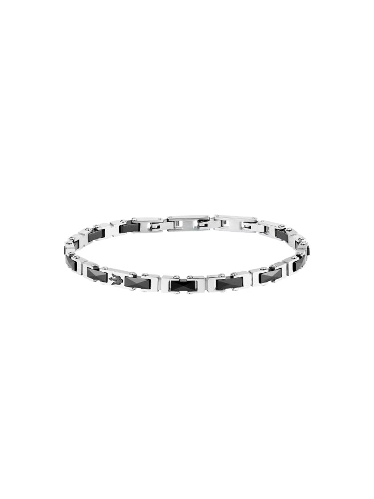 BRACCIALE UOMO IN ACCIAIO CON MAGLIE IN CERAMICA MASERATI