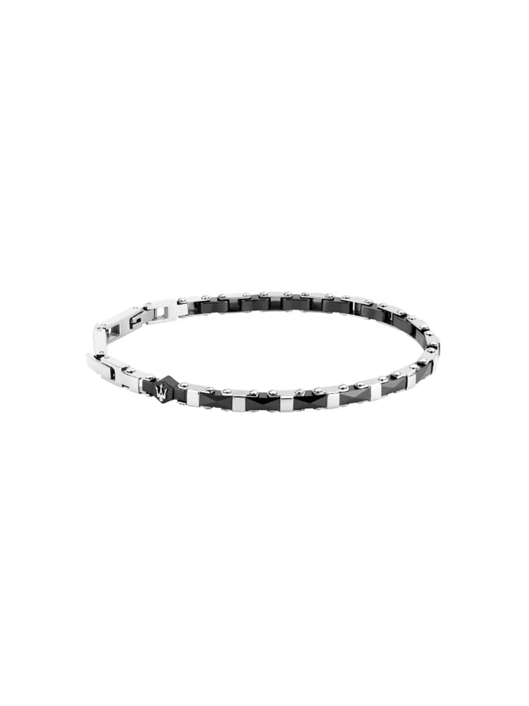 BRACCIALE UOMO IN CERAMICA NERA E ACCIAIO MASERATI