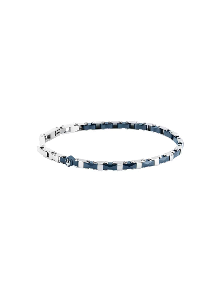 BRACCIALE UOMO IN ACCIAIO E CERAMICA BLU MASERATI
