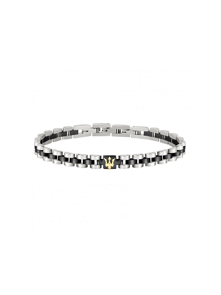 BRACCIALE UOMO NERO, IN ACCIAIO MISURA 21 CM MASERATI