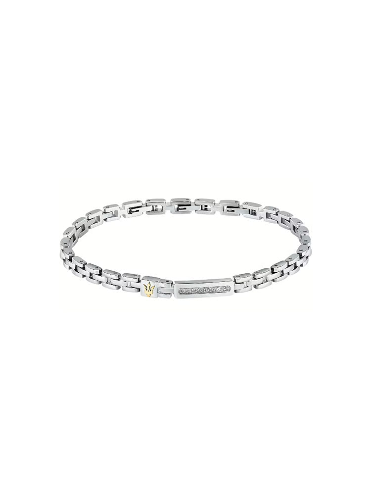 BRACCIALE UOMO ICONIC IN ACCIAIO CON ZIRCONI BIANCHI MASERATI