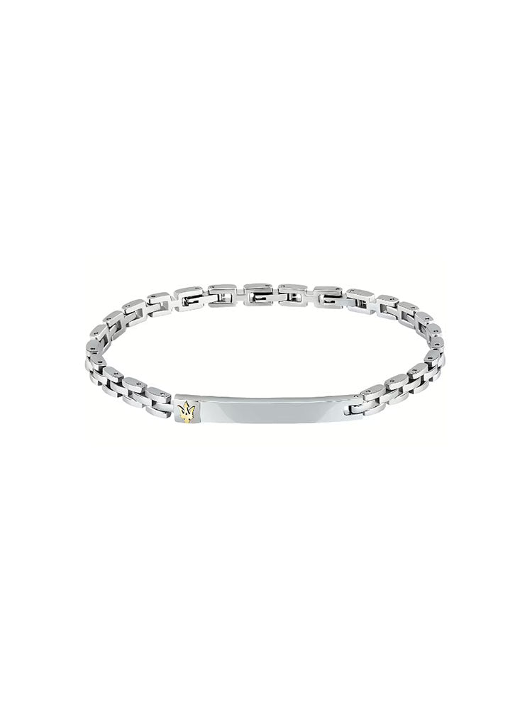 BRACCIALE UOMO ICONIC IN ACCIAIO E LOGO DORATO MASERATI