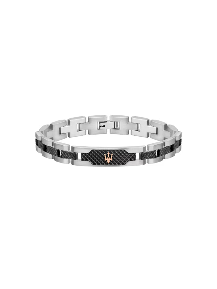 BRACCIALE UOMO IN ACCIAIO CON DETTAGLI NERI MASERATI