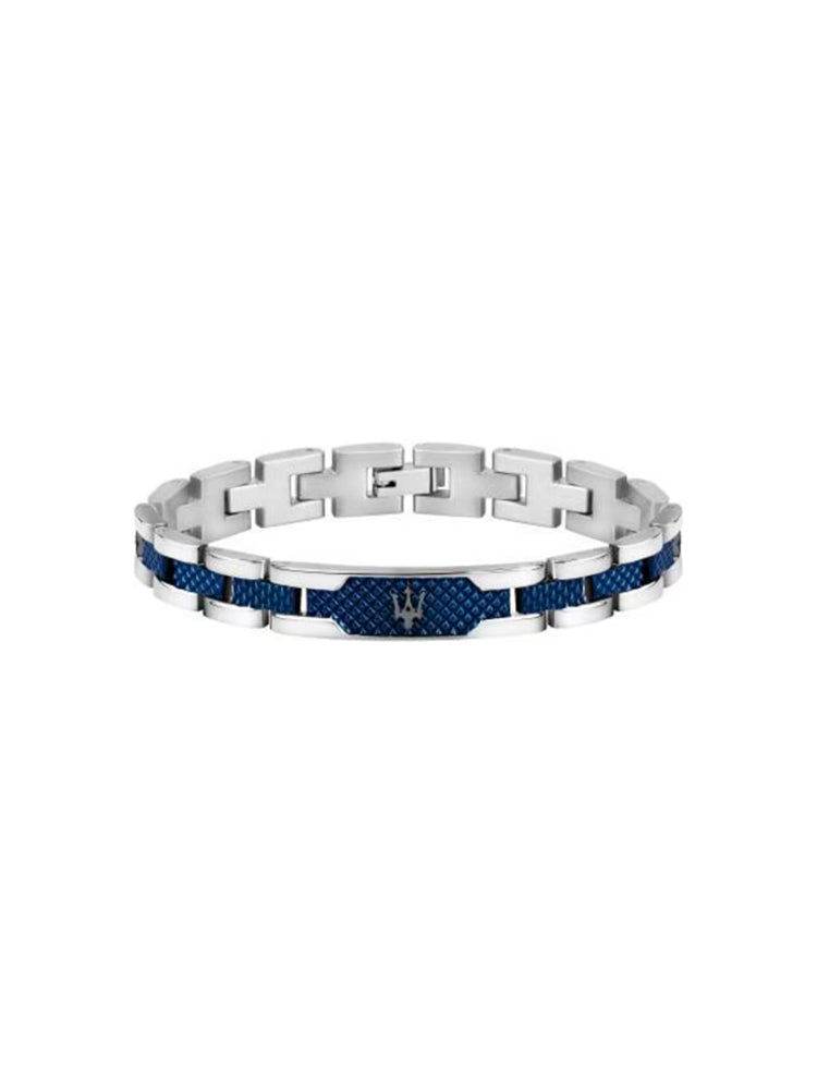 BRACCIALE UOMO IN ACCIAIO CON DETTAGLI BLU MASERATI