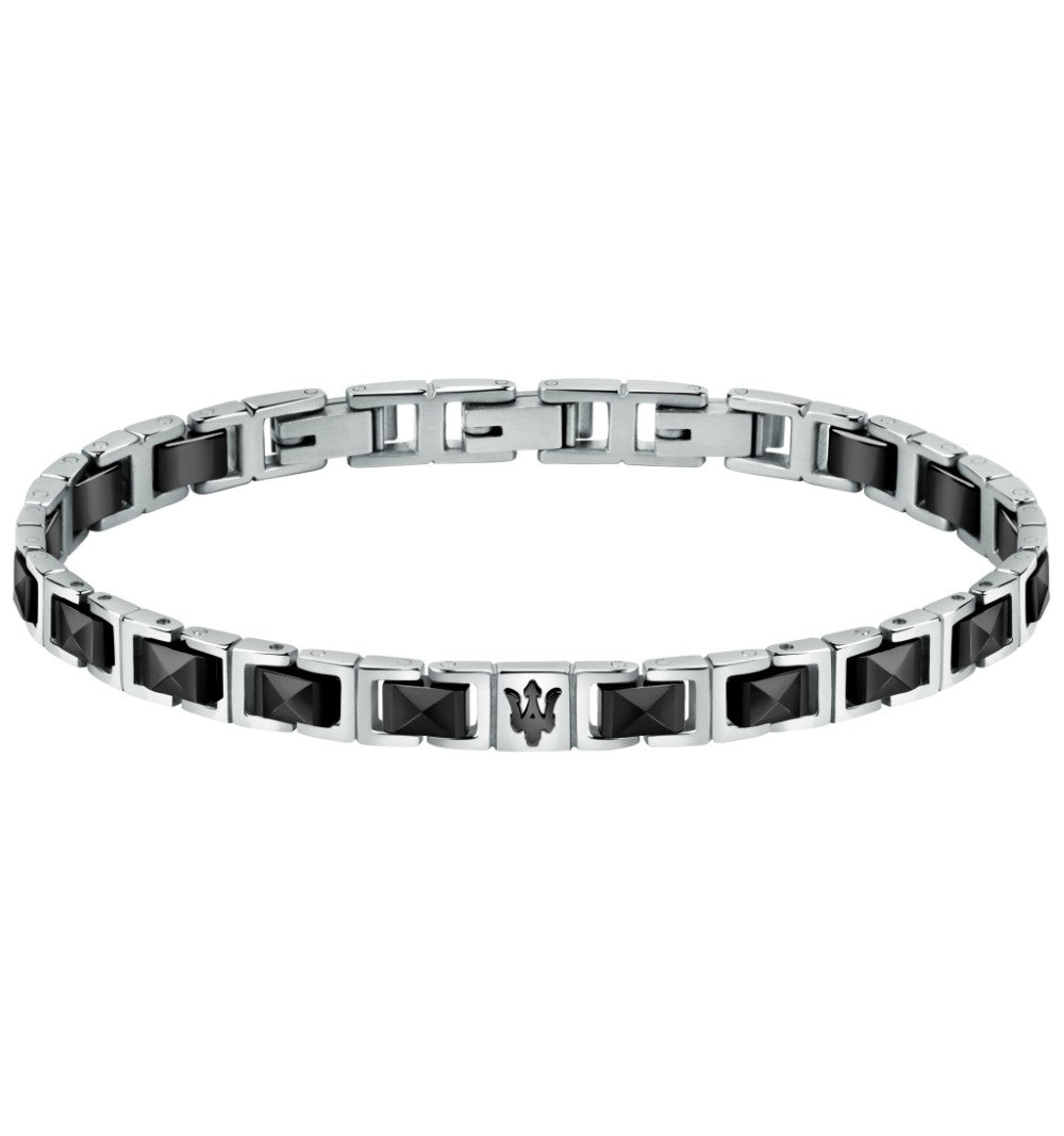 BRACCIALE UOMO IN ACCIAIO E FINITURA IN NERO MASERATI
