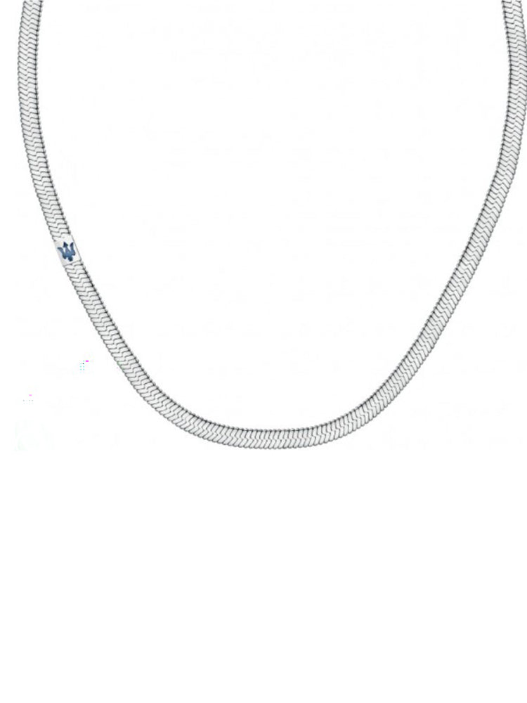 COLLANA UOMO MAGLIA SNAKE IN ACCIAIO CON LOGO BLU MASERATI