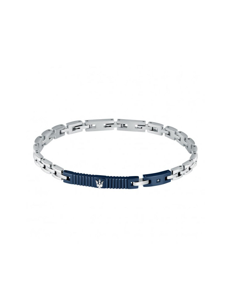 BRACCIALE UOMO JEWELS DIAMONDS IN ACCIAIO PVD BLU E DIAMANTI MASERATI