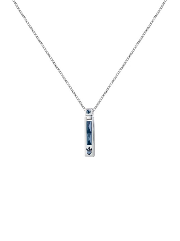 COLLANA UOMO IN ACCIAIO CON PENDENTE CON CERAMICA BLU MASERATI