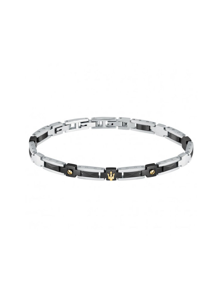 BRACCIALE UOMO JEWELS CERAMIC IN ACCIAIO E CERAMICA NERA MASERATI