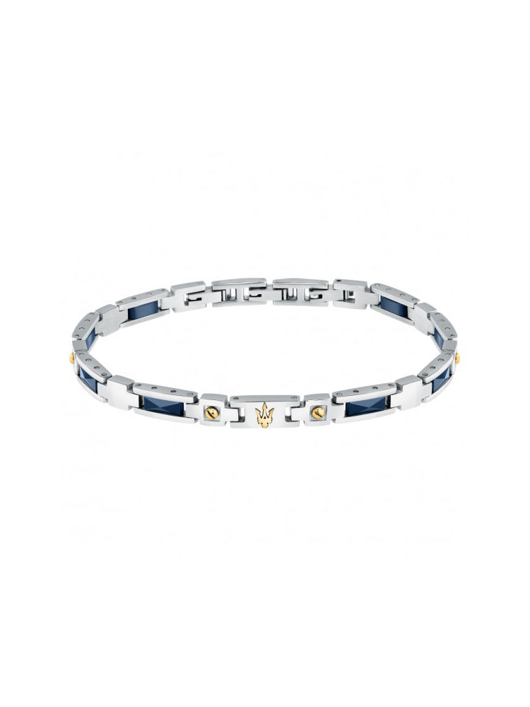 BRACCIALE UOMO JEWELS CERAMIC IN ACCIAIO E INSERTI IN CERAMICA BLU MASERATI