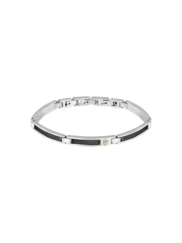 BRACCIALE UOMO IN ACCIAIO CON DETTAGLI NERI MASERATI