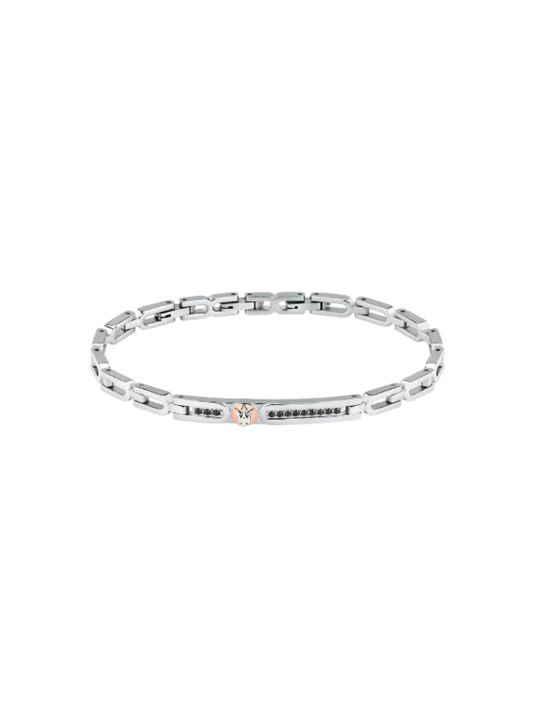 BRACCIALE UOMO IN ACCIAIO CON ZIRCONI NERI MASERATI