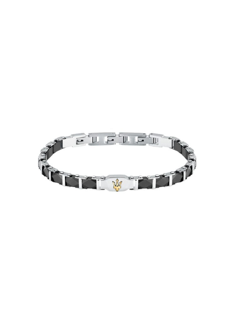 BRACCIALE UOMO IN CERAMICA NERA E ACCIAIO MASERATI
