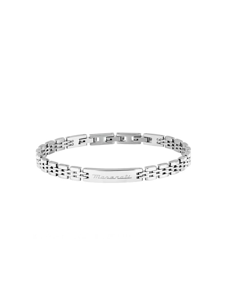 BRACCIALE UOMO IN ACCIAIO CON PLACCHETTA CENTRALE MASERATI