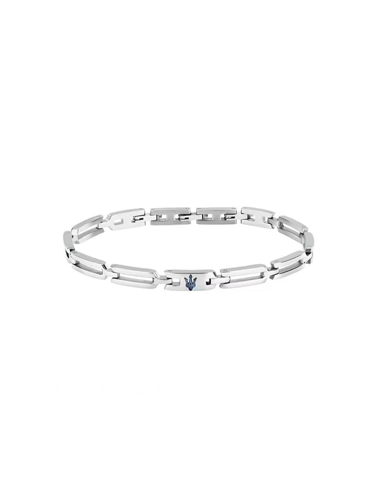BRACCIALE UOMO IN ACCIAIO CON LOGO CENTRALE BLU MASERATI