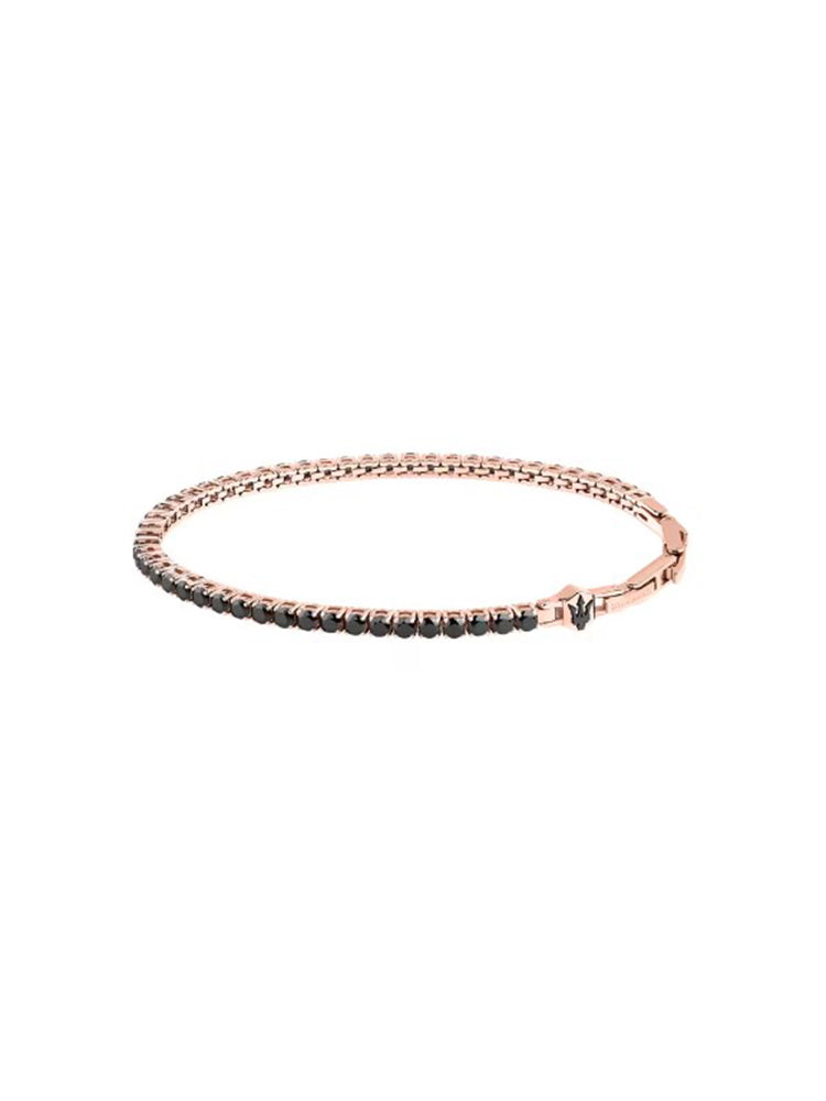 BRACCIALE UOMO TENNIS IN ACCIAIO ROSATO CON ZIRCONI NERO MASERATI