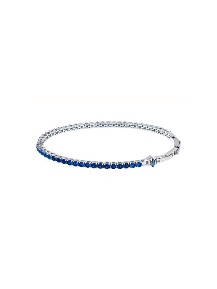 BRACCIALE UOMO TENNIS IN ACCIAIO CON CRISTALLI BLU MASERATI