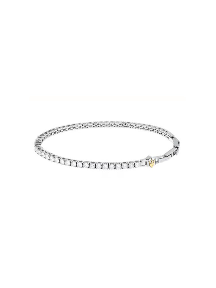 BRACCIALE UOMO TENNIS IN ACCIAIO CON LOGO DORATO MASERATI