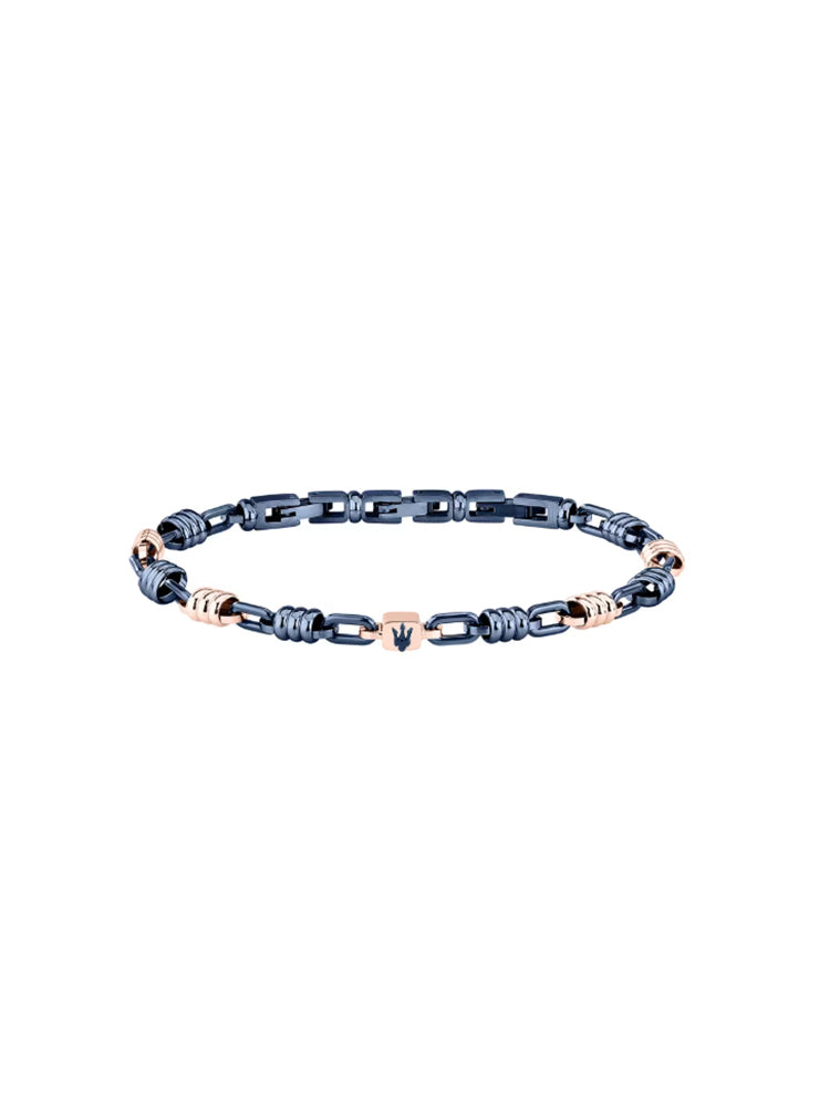 BRACCIALE UOMO IN CERAMIVA BLU E ACCIAIO ROSATO MASERATI