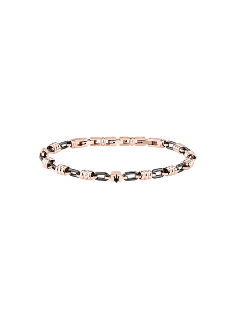 BRACCIALE UOMO IN ACCIAIO ROSATO A MAGLIA MASERATI