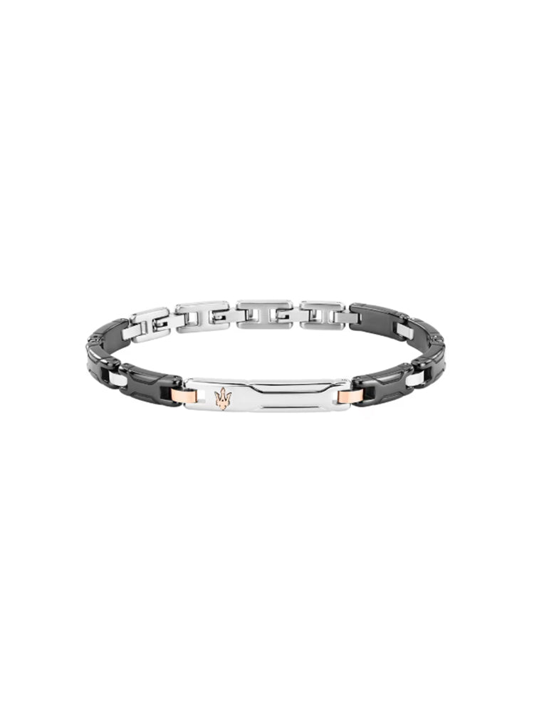 BRACCIALE UOMO IN CERAMICA NERA E ACCIAIO MASERATI