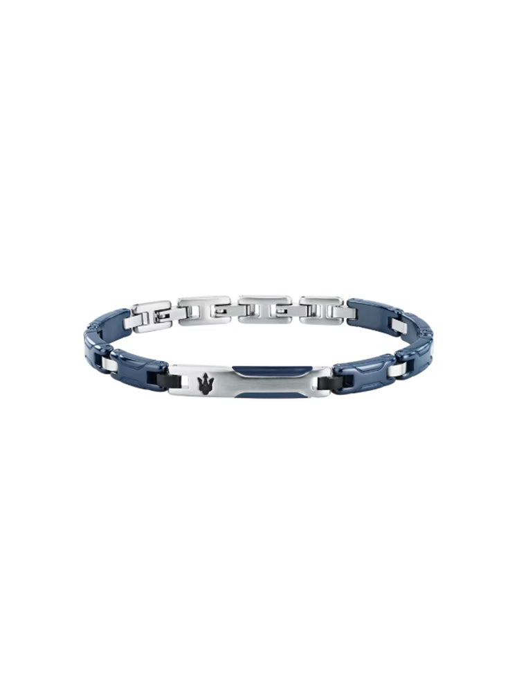 BRACCIALE UOMO IN CERAMICA BLU E ACCIAIO MASERATI