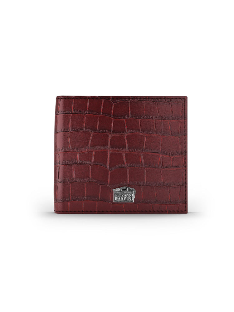 PORTAFOGLIO UOMO IN PELLE CROCO BORGOGNA GIOVANNI RASPINI