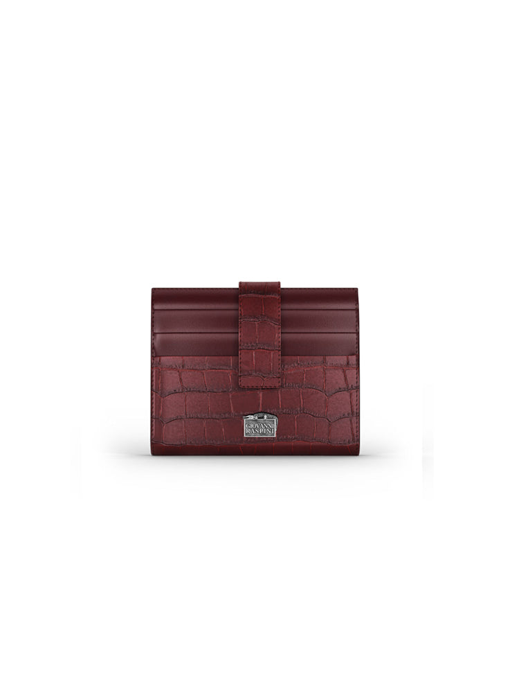 PORTAFOGLIO DONNA IN PELLE CROCO BORGOGNA GIOVANNI RASPINI