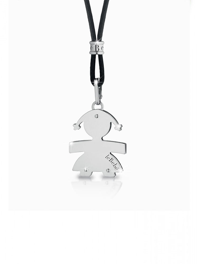 COLLANA BIMBA GRANDE IN ORO BIANCO CON LACCETTO LE BEBE'