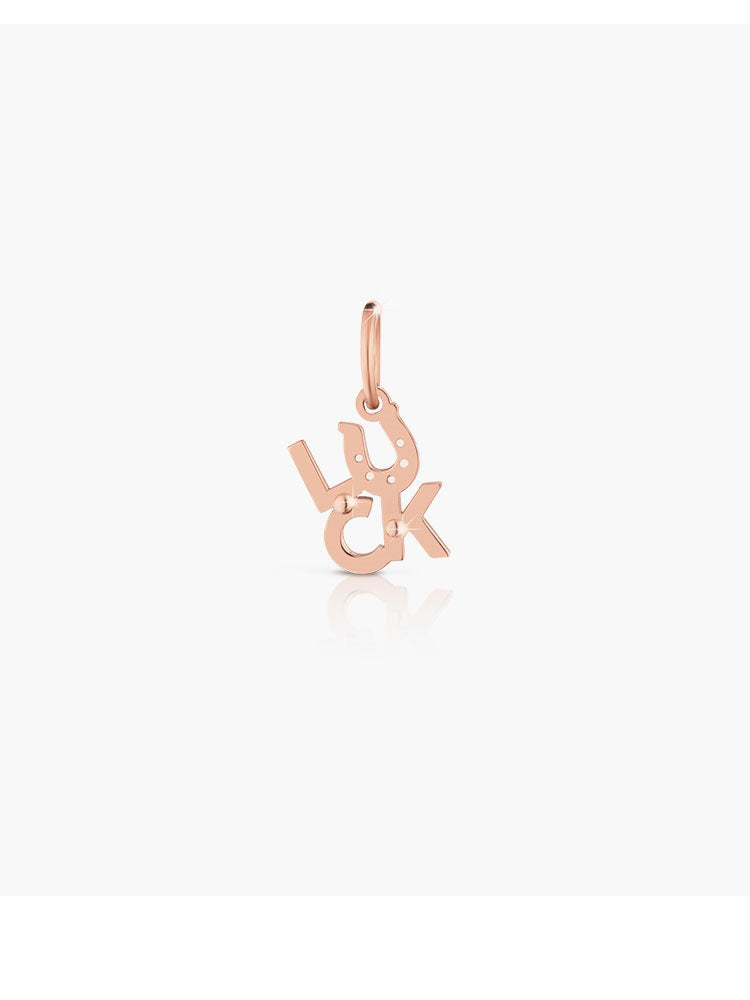 CHARM CON SCRITTA LUCK IN ORO ROSA LE BEBE'