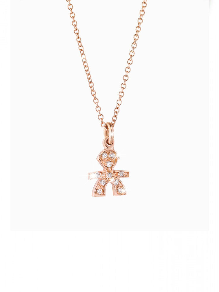 COLLANA BIMBO PICCOLA CON DIAMANTI ORO ROSA E CATENINA LE BEBE'